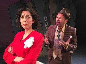Nathan Detroit (Todd Covert) and his longtime fiancee Miss Adelaide (Amy Silver Judd) in the Gallery Players production of Guys & Dolls (photo by Jared Saltman)