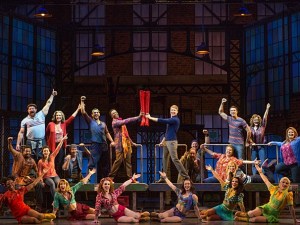 The touring cast of Kinky Boots, presented by Broadway in Columbus and CAPA (photo by Matthew Murphy)