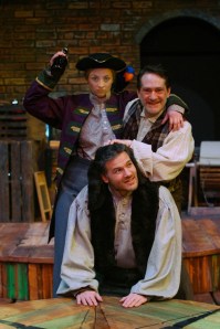 Lisa Thoma, Robert Behrens and Joe Dallacqua (clockwise from top) perform in CATCO’s production of Shipwrecked! An Entertainment – The Amazing Adventures of Louis de Rougemont (as Told by Himself) (photo by Dave Alkire)