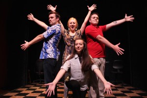 Annie Huckaba, Bradley Johnson, Elisabeth Zimmerman and Jonathan Collura (clockwise from front) star in CATCO’s production of [title of show]