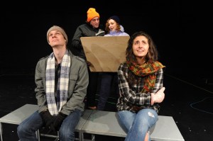 Appearing in Almost, Maine are (from left) Sean Murphy, Harry Sanderson, Emily Vanni and Marina Pires (photo by Ed Syguda)