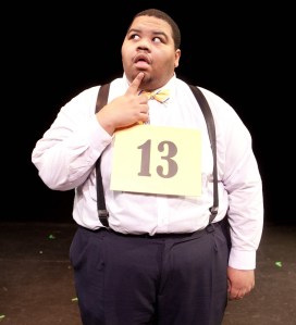Japheal Bondurant as competitor William Barfee in CATCO's production of The 25th Annual Putnam County Spelling Bee (Red Generation Photography)