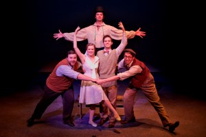 Appearing in The Fantasticks are (clockwise from top): Ian Taylor (the Mute), Alex Huffman (Hucklebee), Preston Pounds (Matt), Natalie Szczerba (Luisa) and Kyle Hansen (Bellomy) (photo by Andrew Beers)