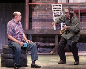 Troy (Mujahid Abdul-Rashid, left) has a guilt-ridden relationship with his brother, Gabriel (Lawrence Evans), who was seriously wounded fighting in World War II.